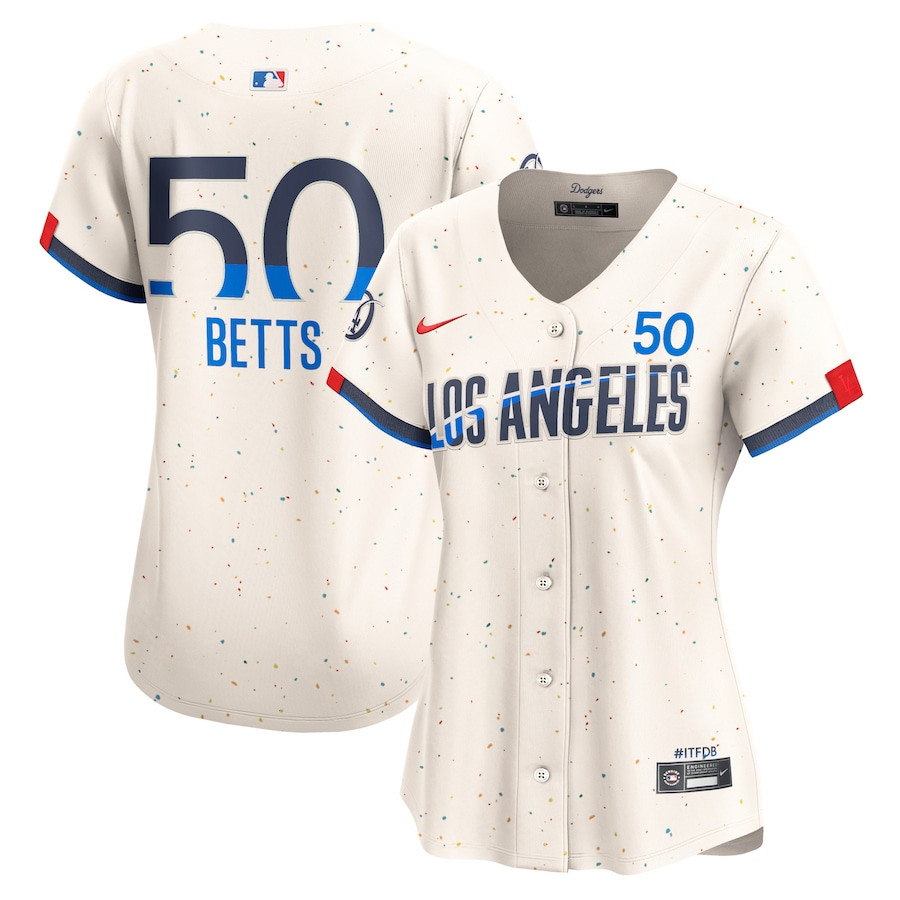 Mookie Betts 50 Los Angeles Dodgers 2024 City Connect Limited Women Baseball Jersey - Cream 