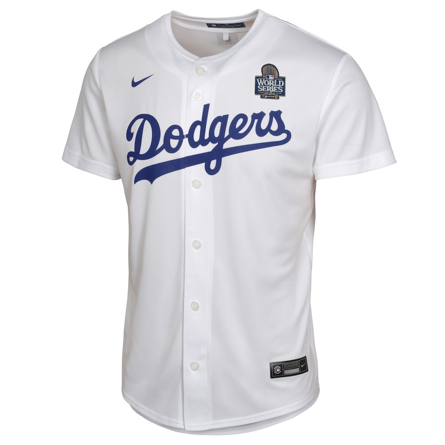 Alternative view of Mookie Betts 50 Los Angeles Dodgers 2024 World Series Game YOUTH Baseball Jersey - White 