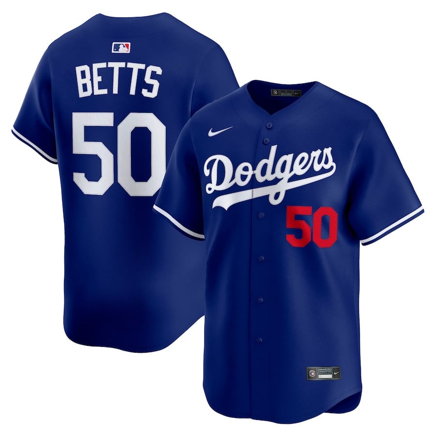 Mookie Betts 50 Los Angeles Dodgers Alternate Limited Player Men Baseball Jersey - Royal 