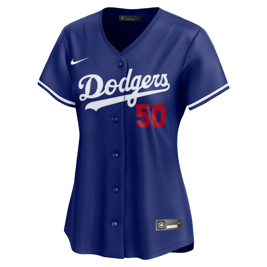 Alternative view of Mookie Betts 50 Los Angeles Dodgers Alternate Limited Women Baseball Jersey - Royal 