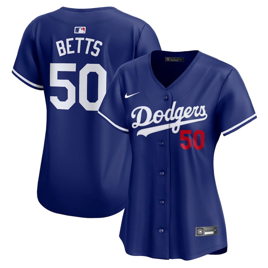 Mookie Betts 50 Los Angeles Dodgers Alternate Limited Women Baseball Jersey - Royal 