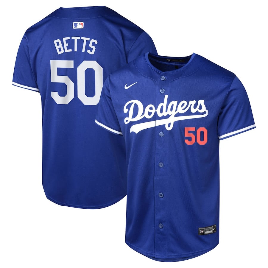 Mookie Betts 50 Los Angeles Dodgers Alternate Limited YOUTH Baseball Jersey - Royal 