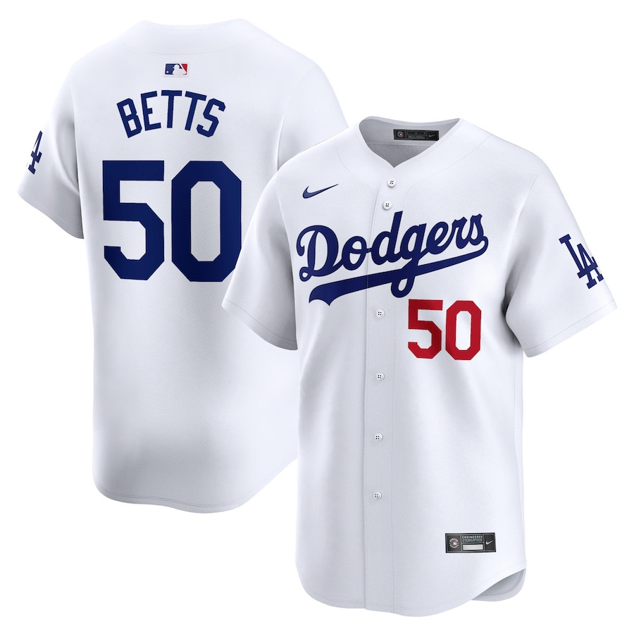 Mookie Betts 50 Los Angeles Dodgers Home Limited Player Men Baseball Jersey - White 
