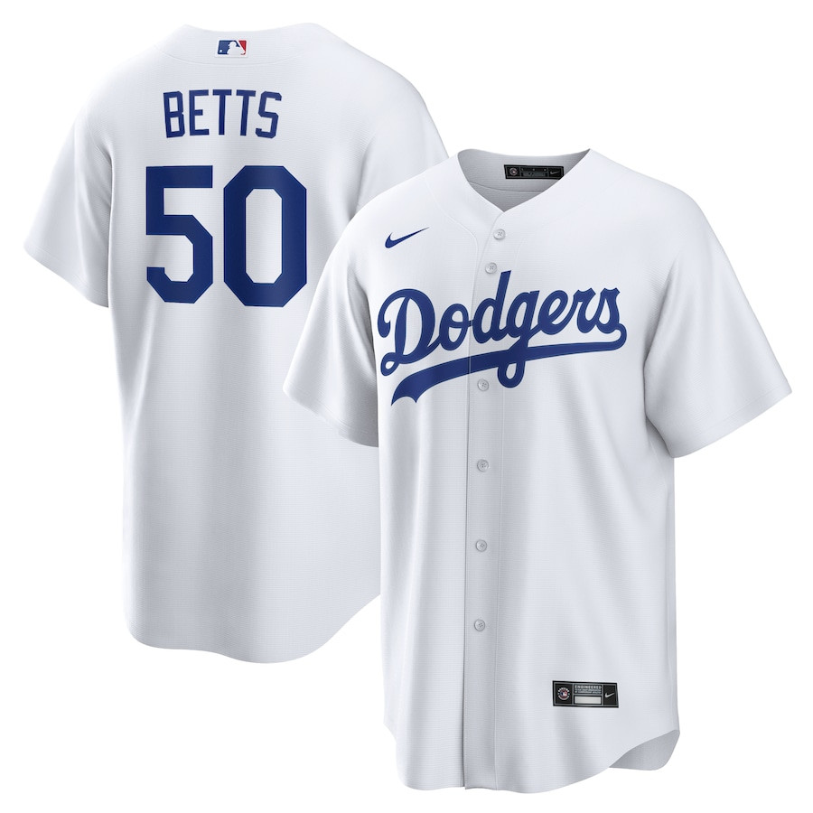 Mookie Betts 50 Los Angeles Dodgers Home Men Baseball Jersey - White 