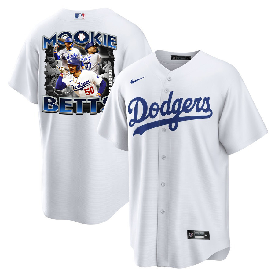 Mookie Betts 50 Los Angeles Dodgers Posture 2023 Home Player Men Baseball Jersey - White 