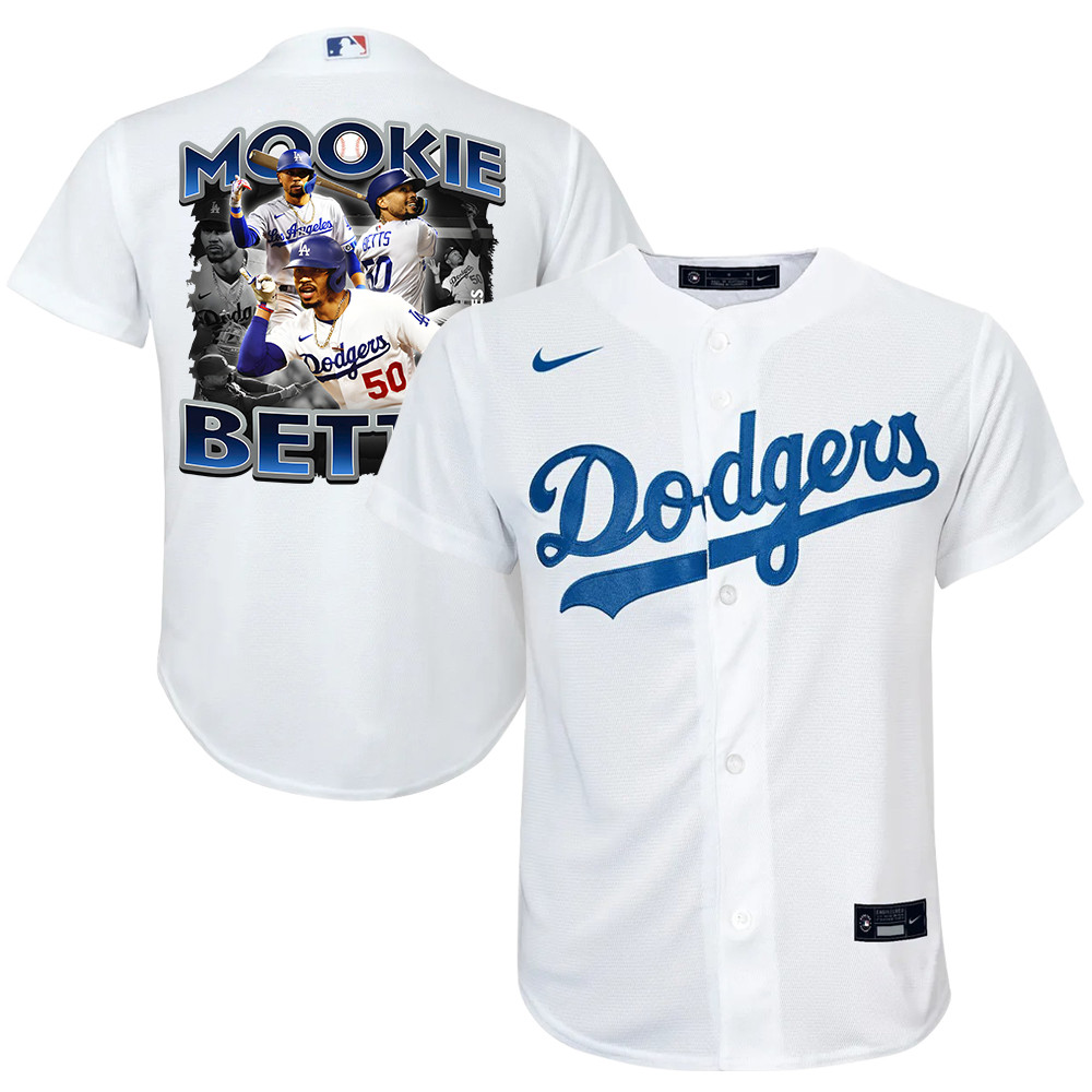 Mookie Betts 50 Los Angeles Dodgers Posture 2023 Home Player YOUTH Baseball Jersey - White 