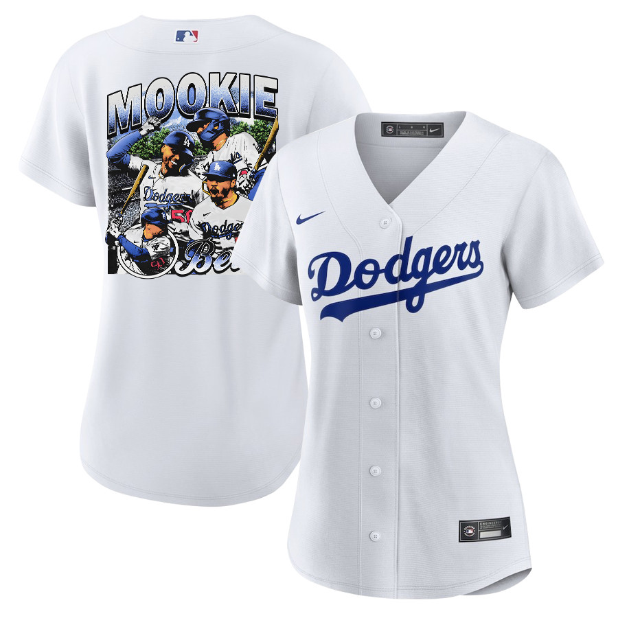 Mookie Betts 50 Los Angeles Dodgers Stadium 2023 Home Player Women Baseball Jersey - White 