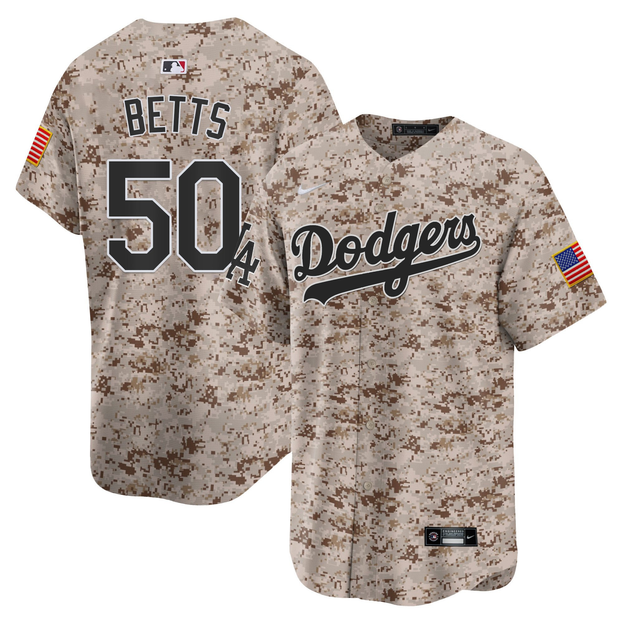 Mookie Betts 50 Los Angeles Dodgers USMC Alternate Limited Men Baseball Jersey - Desert 