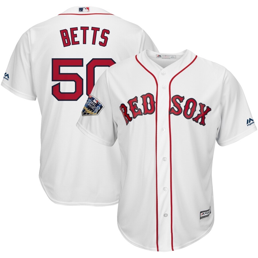 Mookie Betts Boston Red Sox Majestic 2018 World Series Cool Base Player Baseball Jersey – White