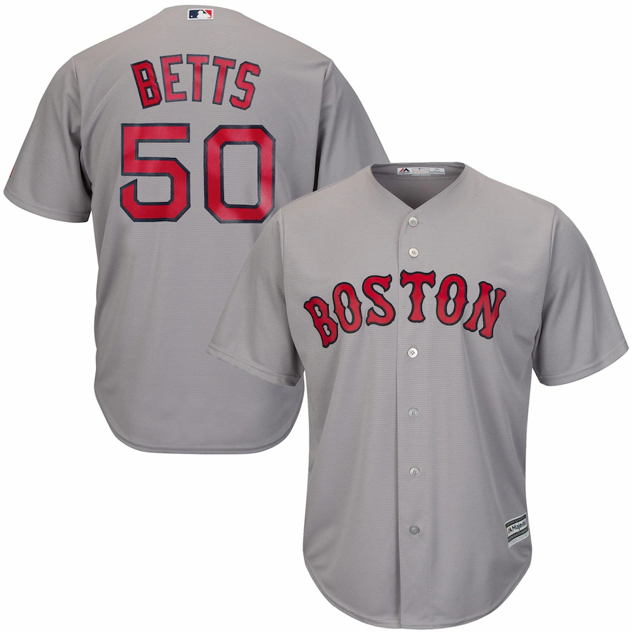 Mookie Betts Boston Red Sox Majestic Cool Base Player Baseball Jersey – Gray