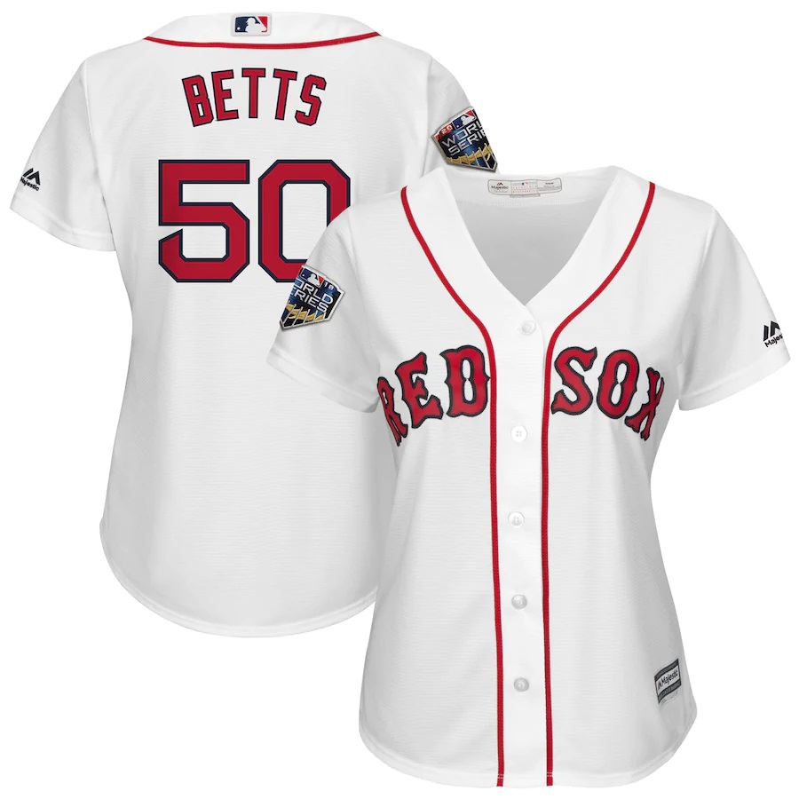 Mookie Betts Boston Red Sox Majestic Women's 2018 World Series Cool Base Player Baseball Jersey - White