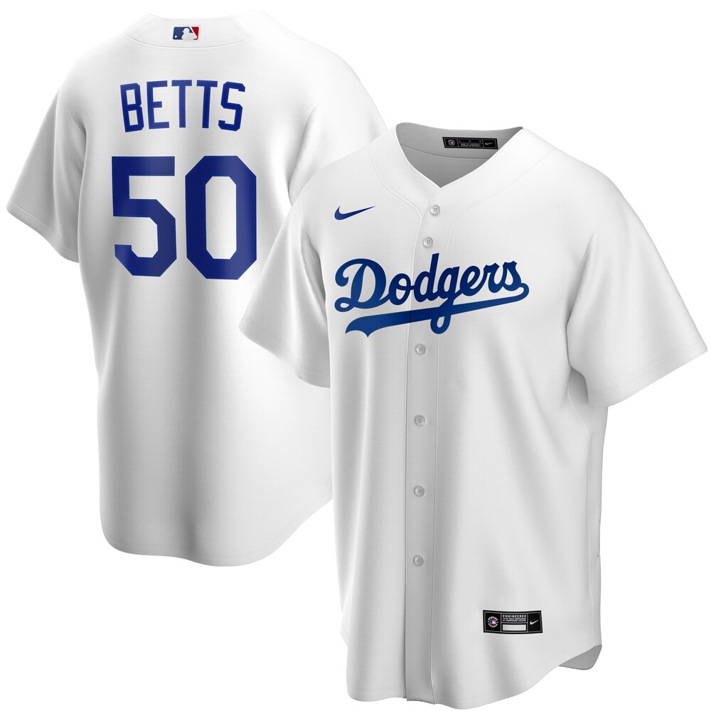 Mookie Betts Los Angeles Dodgers 2020 Home Official Player Baseball Jersey - White Color