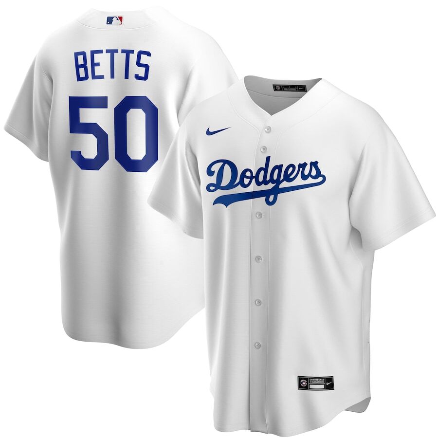 Mookie Betts Los Angeles Dodgers 2020 Home Official Replica Player Baseball Jersey - White