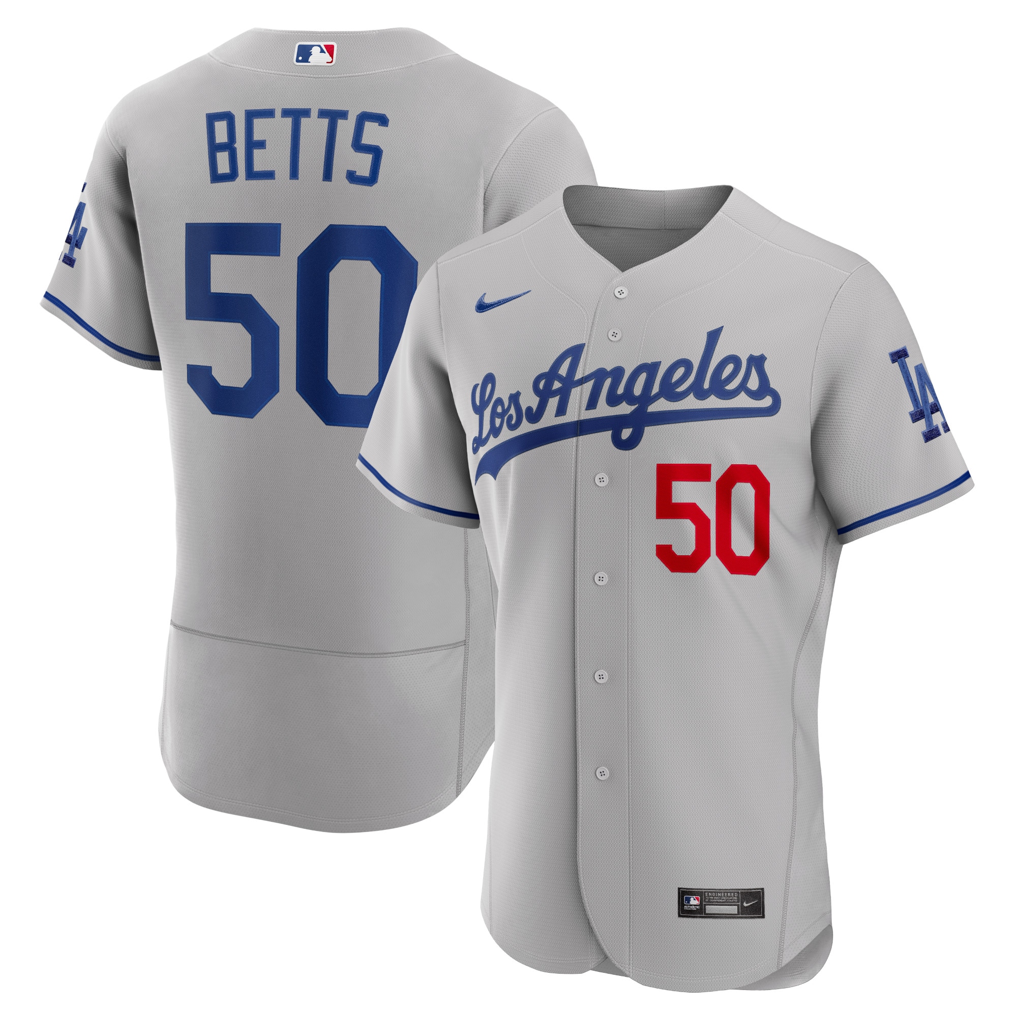 Mookie Betts Los Angeles Dodgers Away Authentic Player Baseball Jersey - Gray