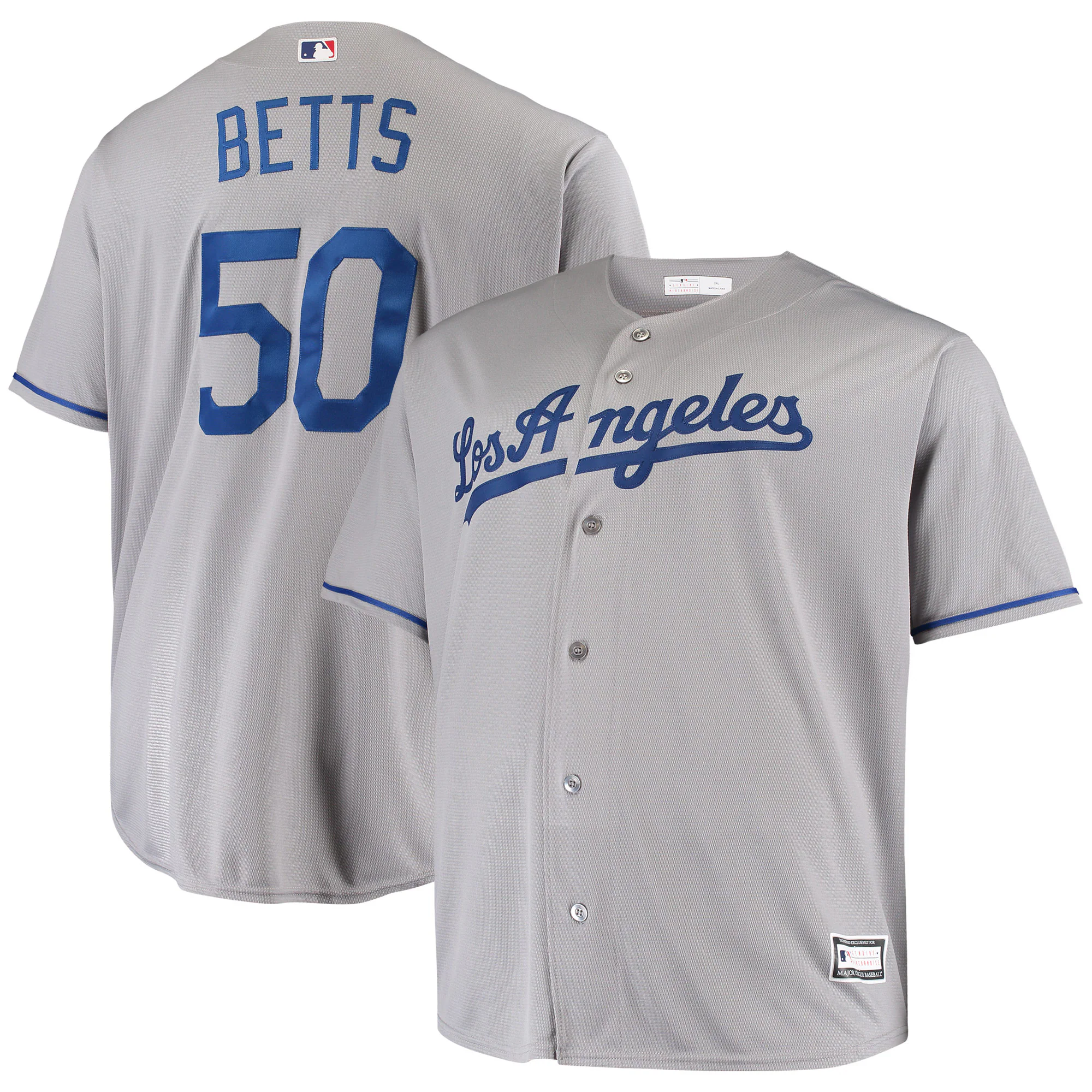 Mookie Betts Los Angeles Dodgers Big & Tall Replica Player Baseball Jersey – Gray