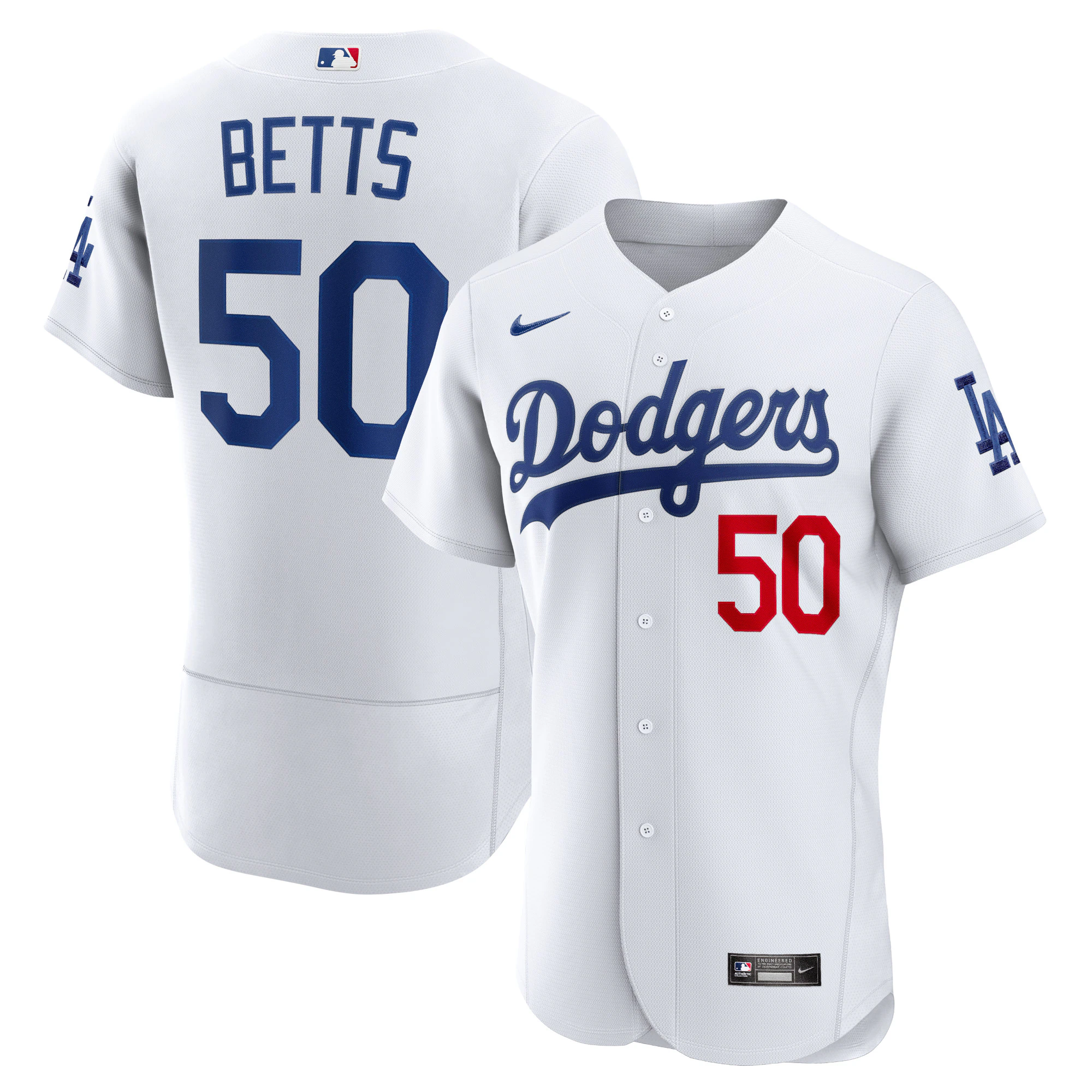 Mookie Betts Los Angeles Dodgers Home Authentic Player Baseball Jersey – White
