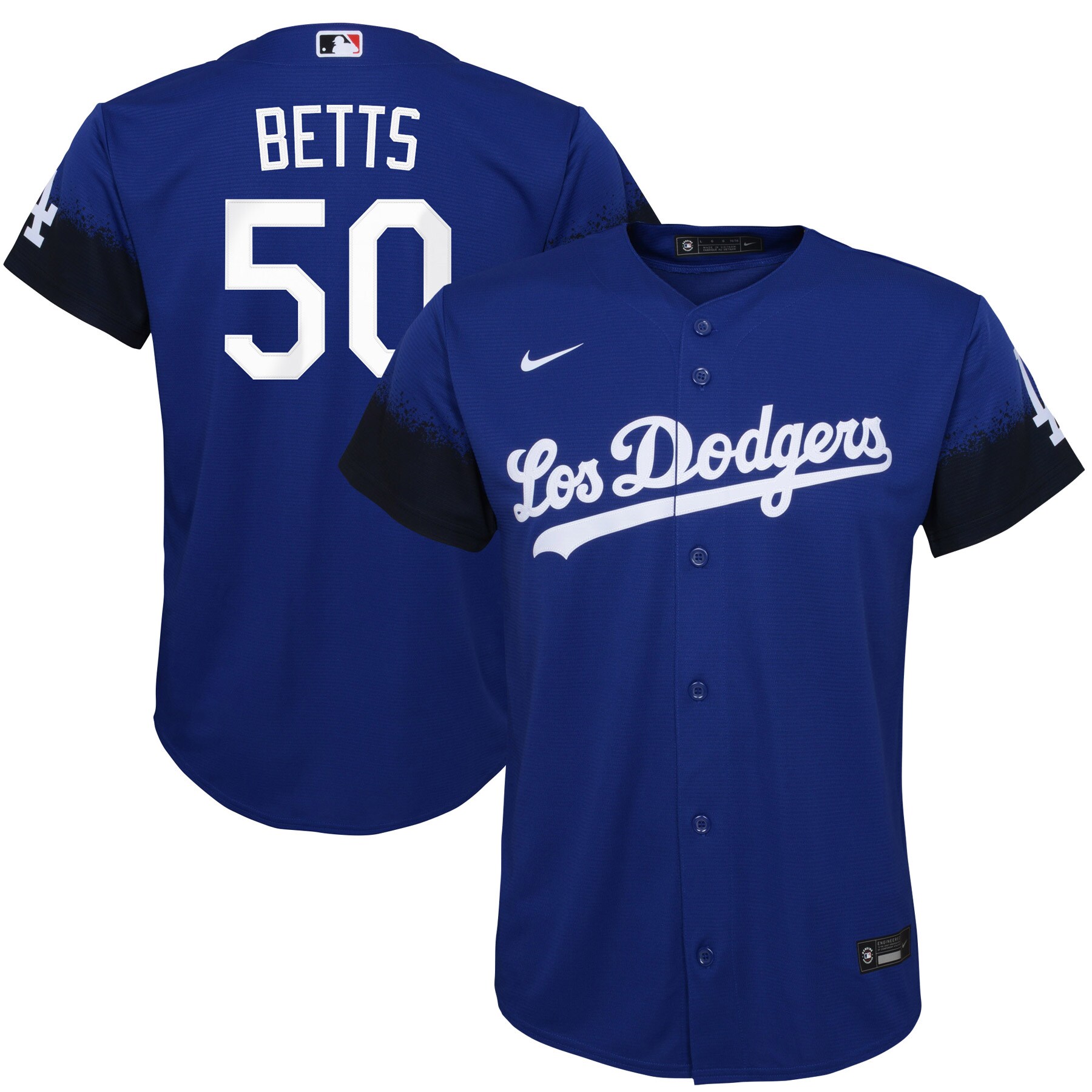 Alternative view of Mookie Betts Los Angeles Dodgers Youth City Connect Replica Player Baseball Jersey - Royal