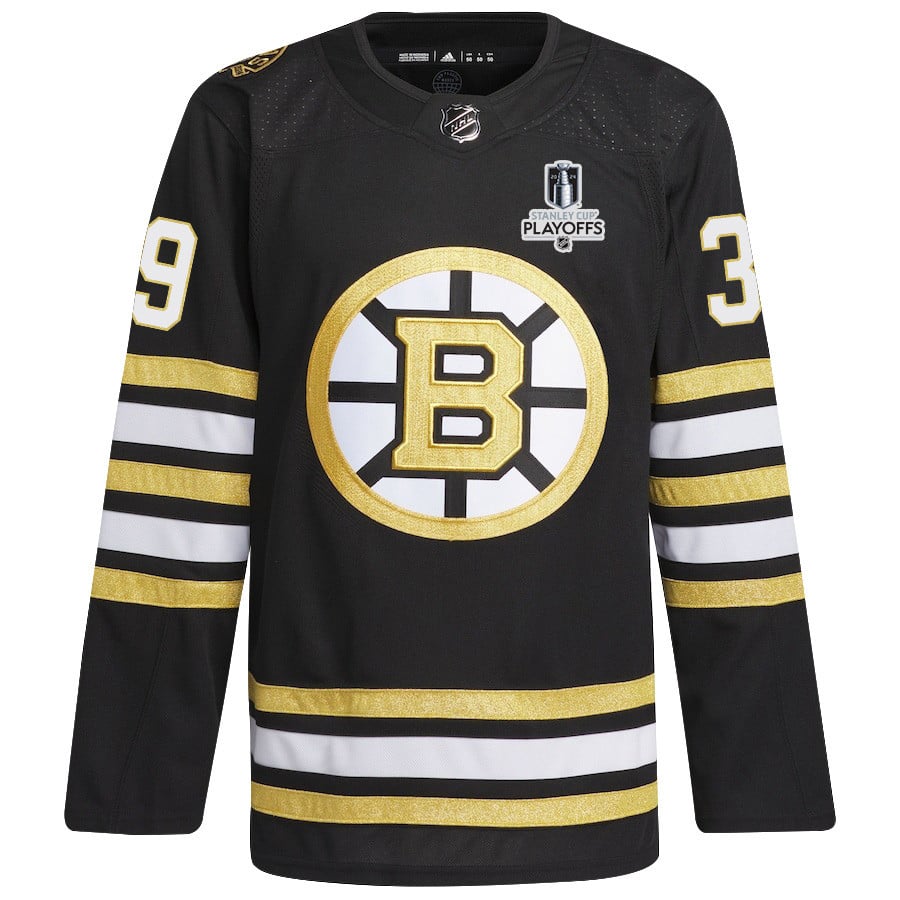 Alternative view of Morgan Geekie 39 Boston Bruins 2024 NHL Playoffs Patch Home Hockey Jersey - Men, Black - JS833 
