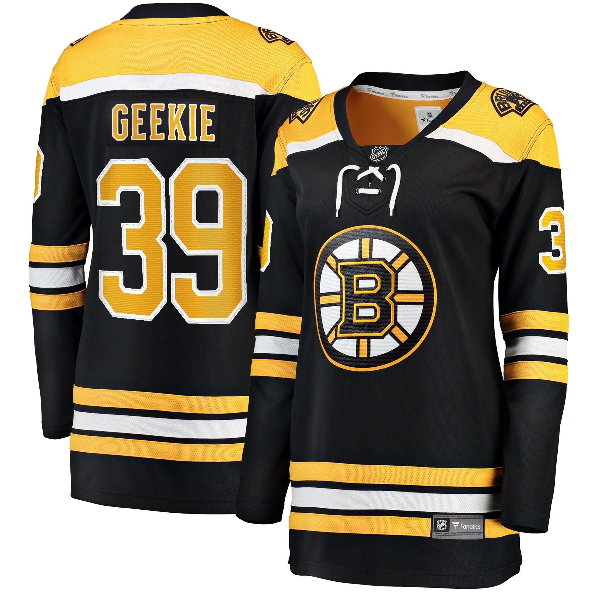 Morgan Geekie 39 Boston Bruins Home Breakaway Hockey Jersey - Women, Black - JS408 