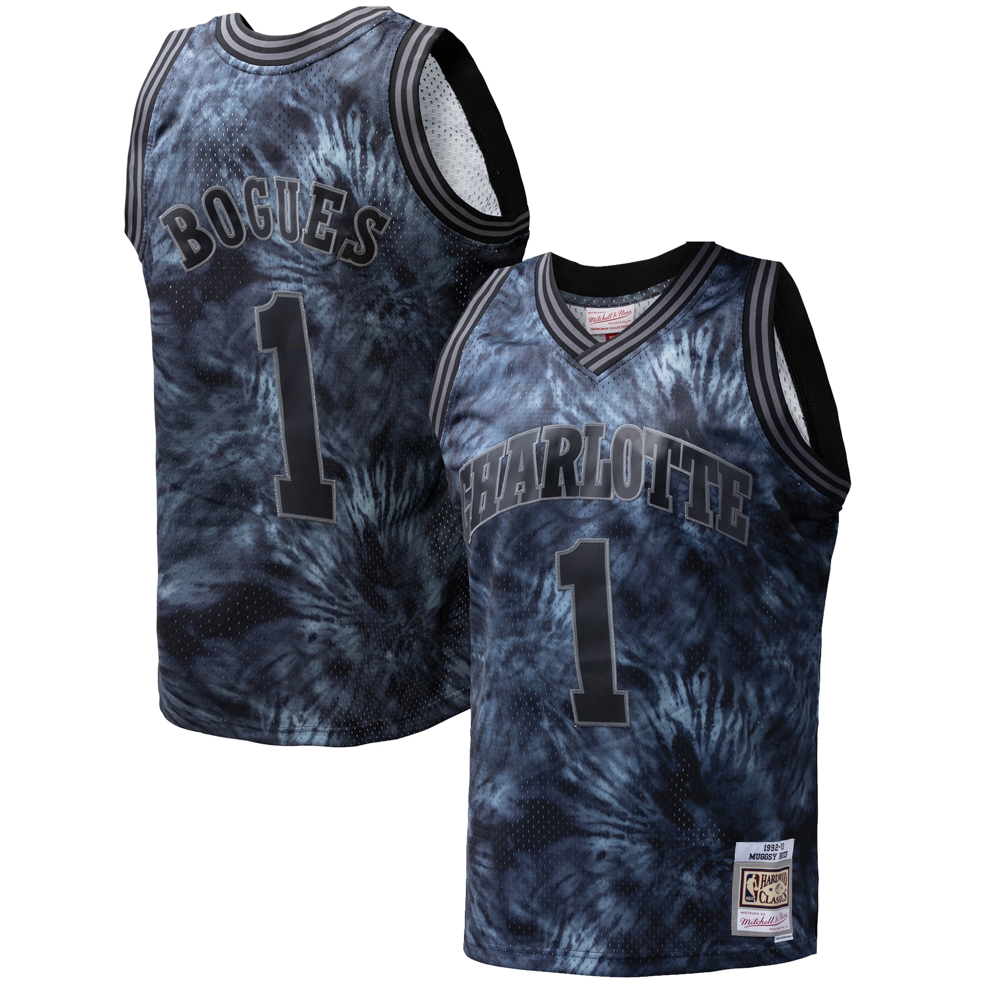 Muggsy Bogues Charlotte Hornets Mitchell & Ness Hardwood Classics 1992/93 Tie-dye Swingman Basketball Jersey - Black