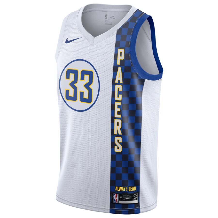 Alternative view of Myles Turner Indiana Pacers 2019/20 Finished Swingman Jersey White - City Edition