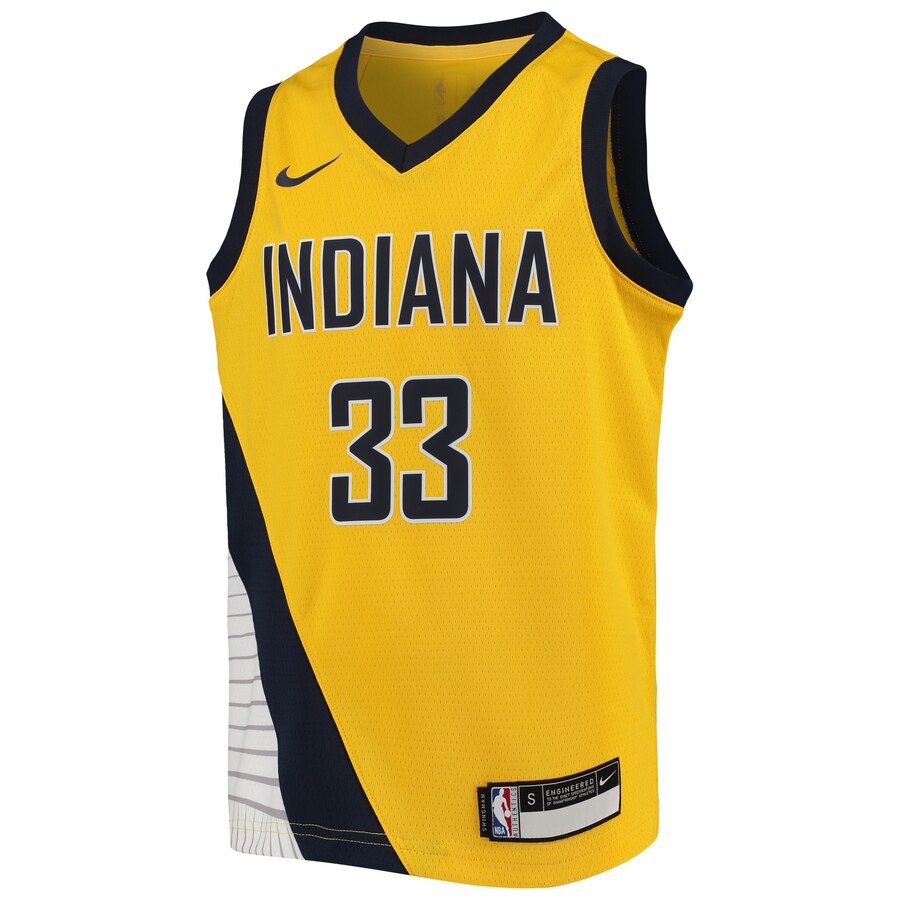 Alternative view of Myles Turner Indiana Pacers Youth Swingman Player Basketball Jersey - Statement Edition - Gold