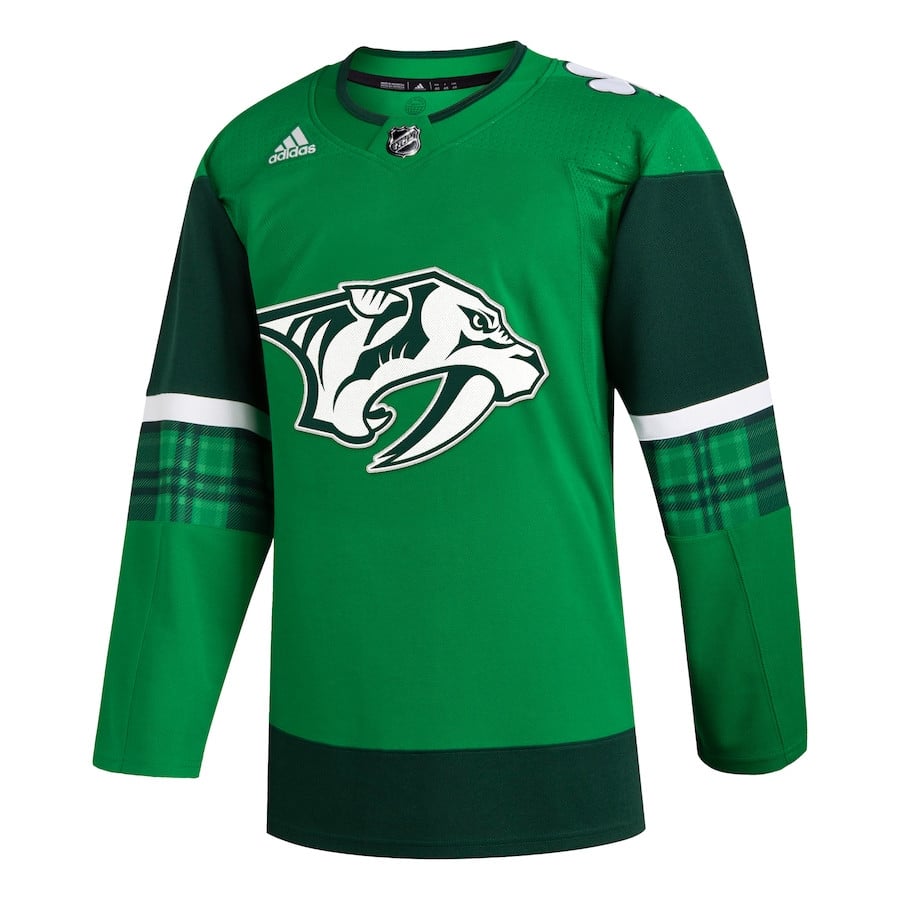 Alternative view of Nashville Predators 2023 St. Patrick's Day Primegreen Men Hockey Jersey - Kelly Green - JS788 