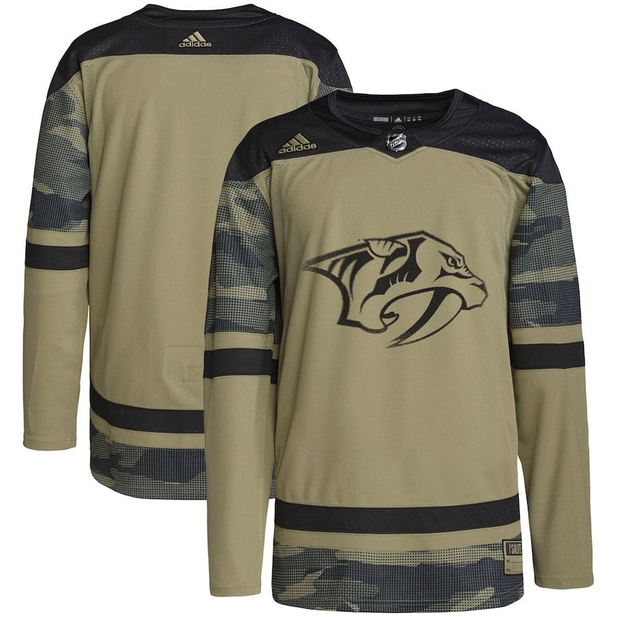 Nashville Predators Military Appreciation Team Practice Men Hockey Jersey - Camo - JS384 