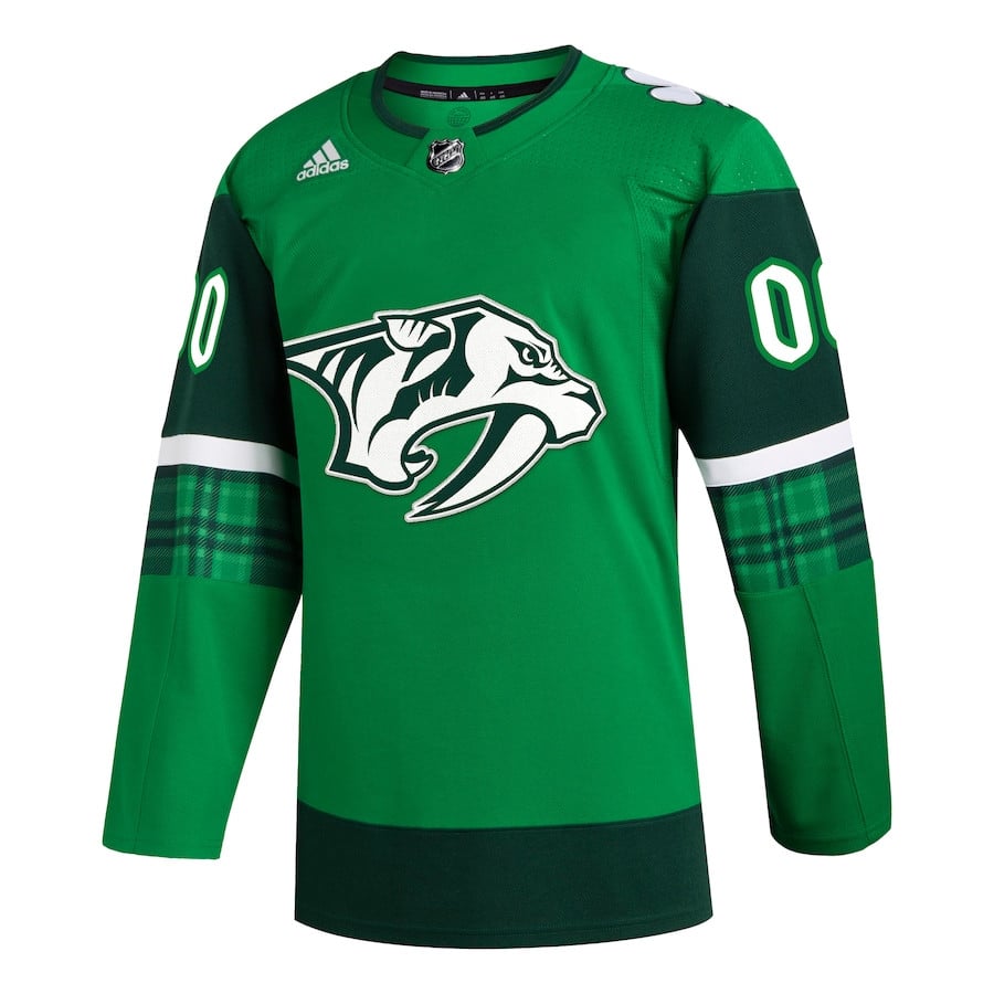 Alternative view of Nashville Predators St. Patrick's Day Custom Men Hockey Jersey - Kelly Green - JS475 