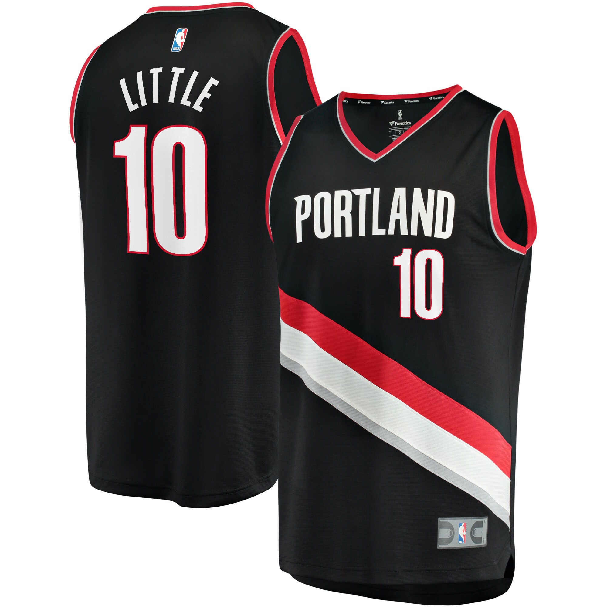 Nassir Little Portland Trail Blazers Fanatics Branded 2021/22 Fast Break Replica Basketball Jersey - Icon Edition - Black