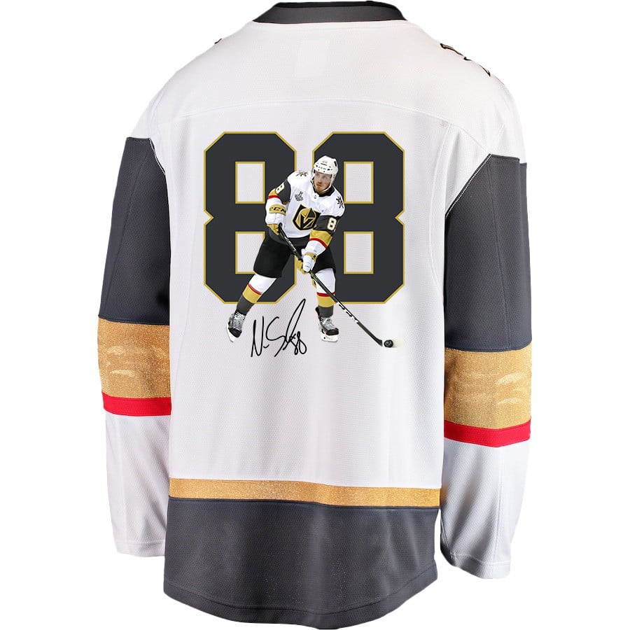 Alternative view of Nate Schmidt 88 Vegas Golden Knights Defensive Anchor 2023 Champions Stanley Cup Men Hockey Jersey - White - JS306 