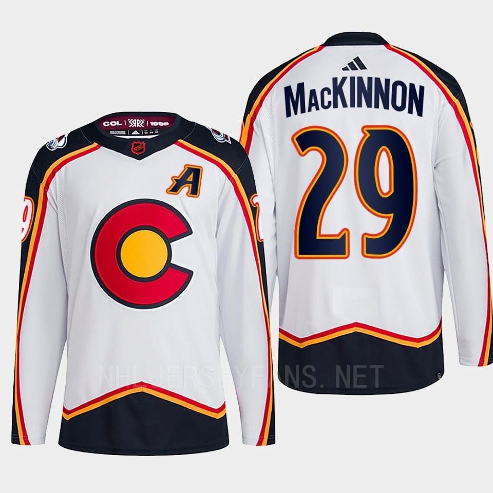 Nathan MacKinnon 29 Reverse Retro 2.0 2022 Colorado Avalanche White Hockey Jersey Primegreen - JS761 