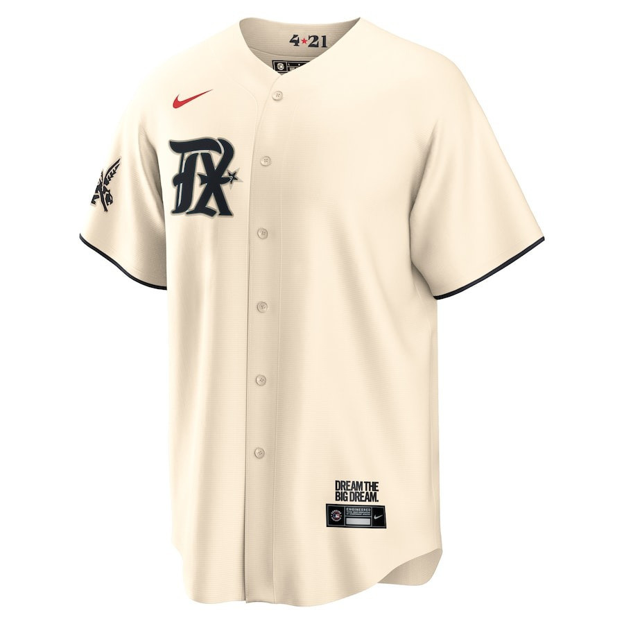 Alternative view of Nathaniel Lowe 30 Texas Rangers 2023 City Connect Flex Base Elite Baseball Jersey - Cream - JS115 
