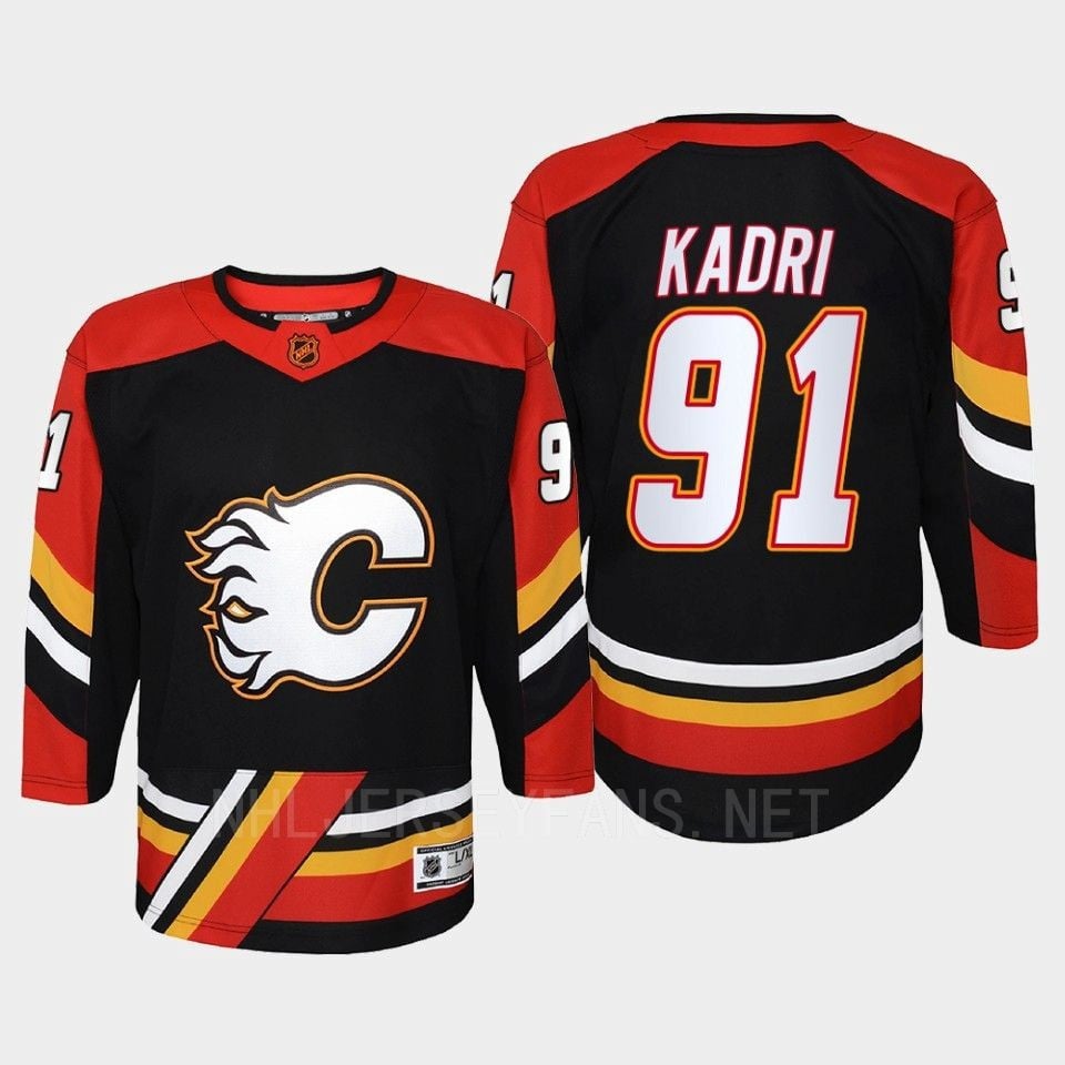 Nazem Kadri 91 Calgary Flames 2022 Special Edition 2.0 Retro Youth Hockey Jersey Black - JS508 