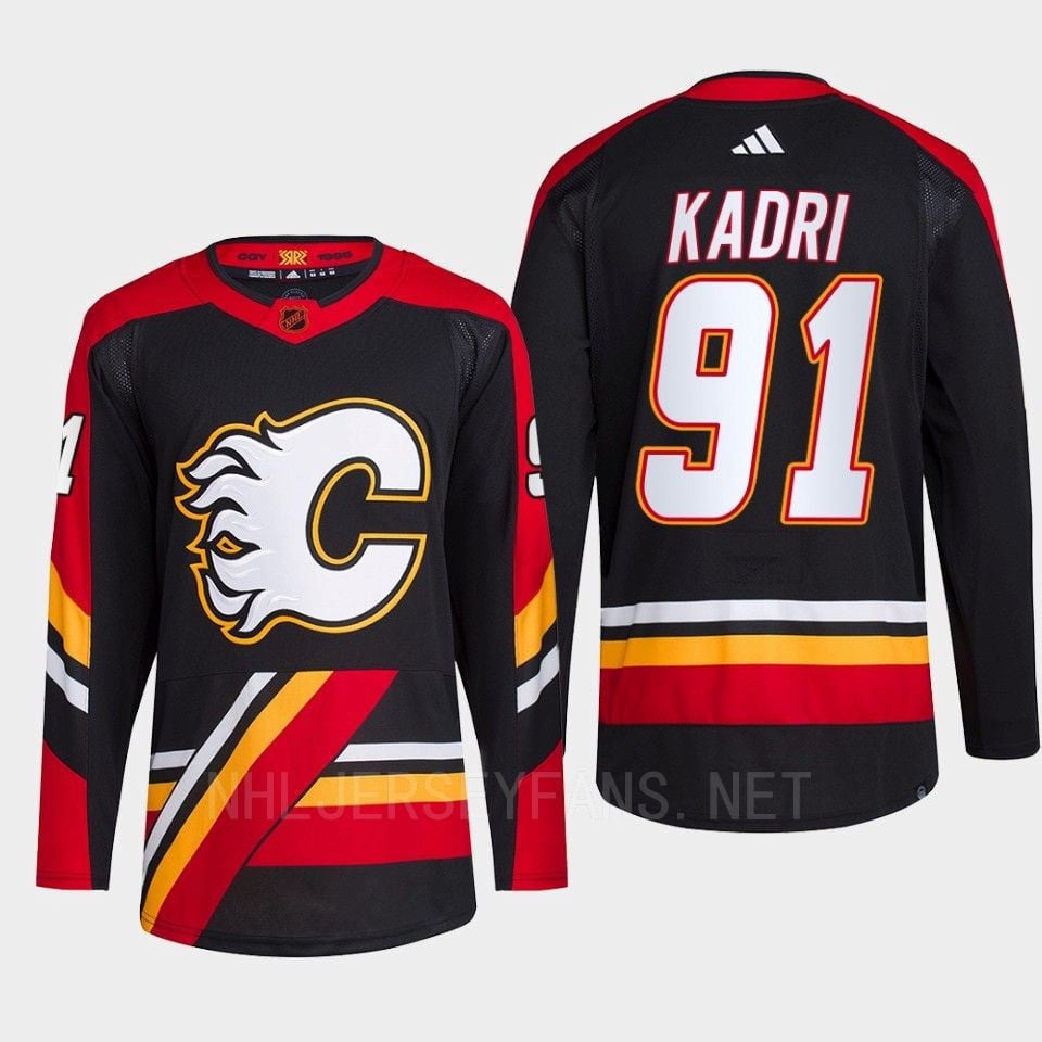 Nazem Kadri 91 Reverse Retro 2.0 2022 Calgary Flames Black Hockey Jersey Primegreen - JS145 