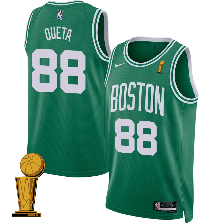 Neemias Queta 88 Boston Celtics 2024 FINALS CHAMPIONS Basketball Jersey - Icon Edition - Kelly Green - JS894