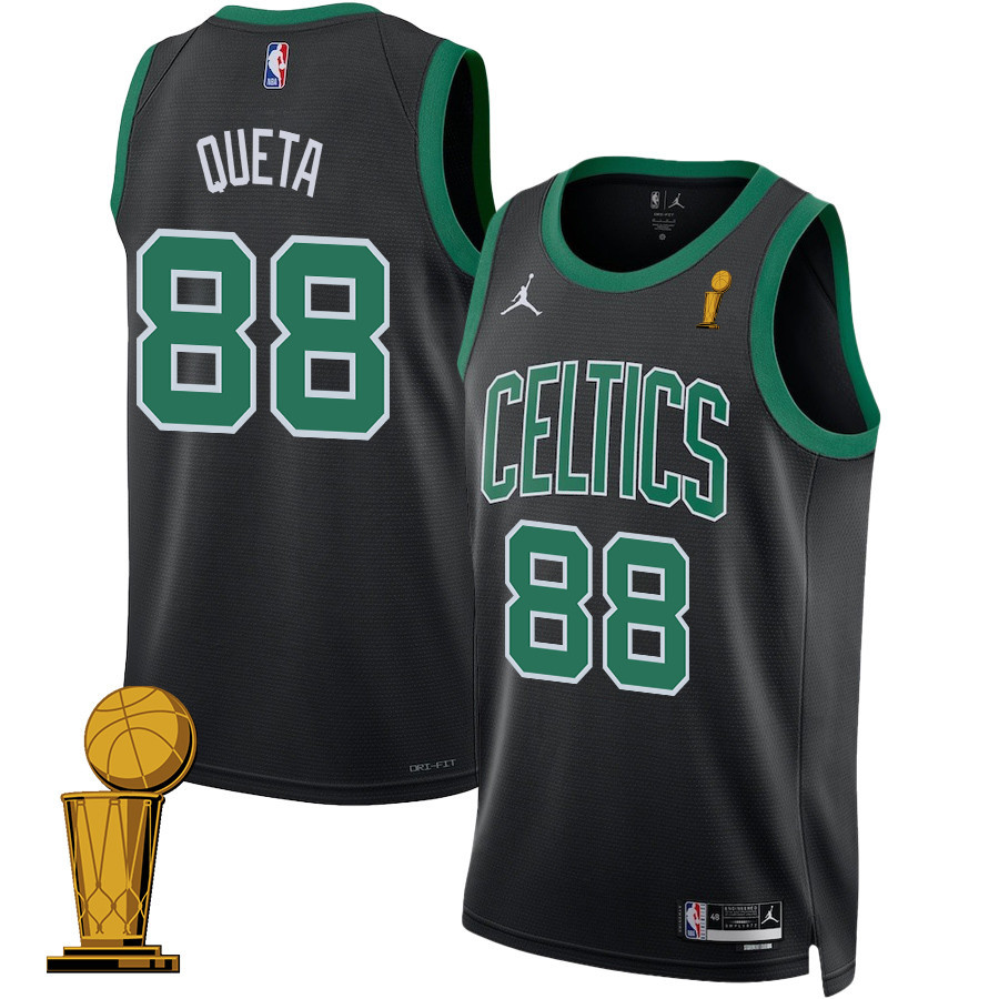 Neemias Queta 88 Boston Celtics 2024 FINALS CHAMPIONS Swingman Basketball Jersey - Statement Edition - Black - JS585