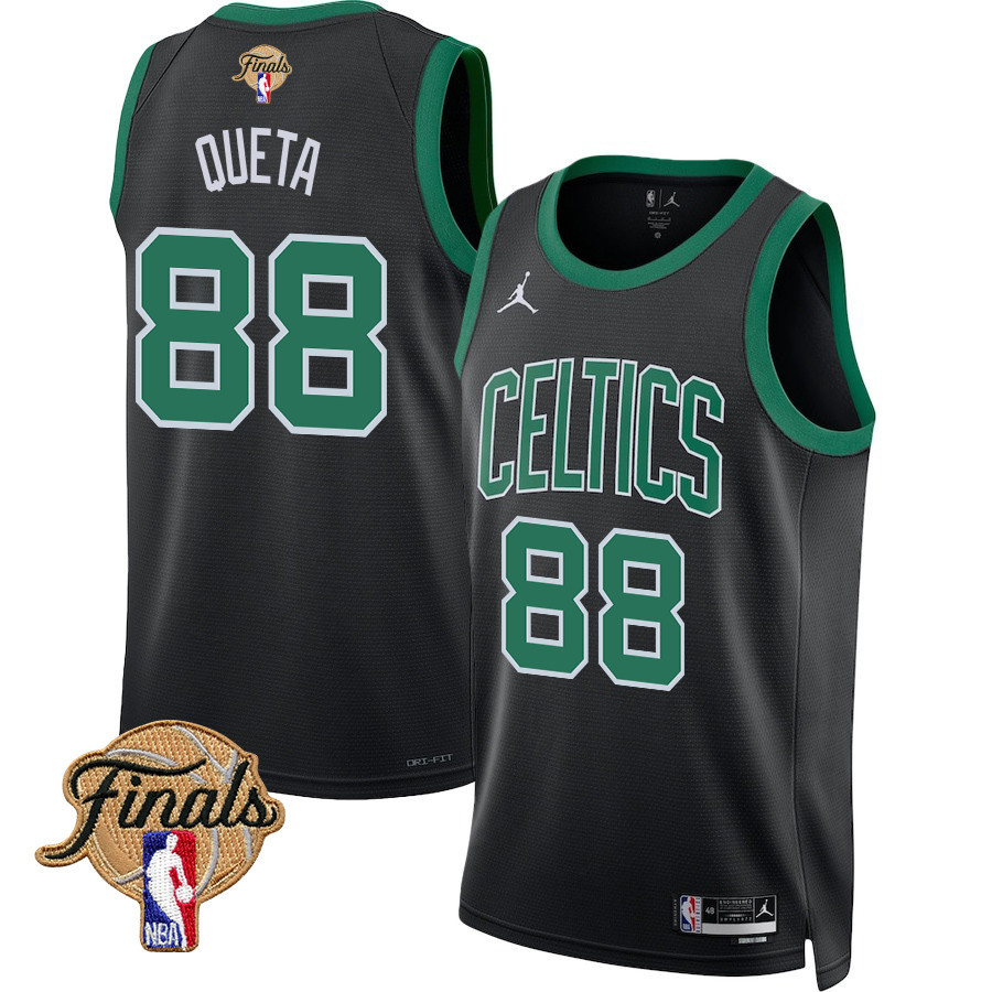 Neemias Queta 88 Boston Celtics 2024 FINALS PATCH Swingman Basketball Jersey - Statement Edition - Black - JS915