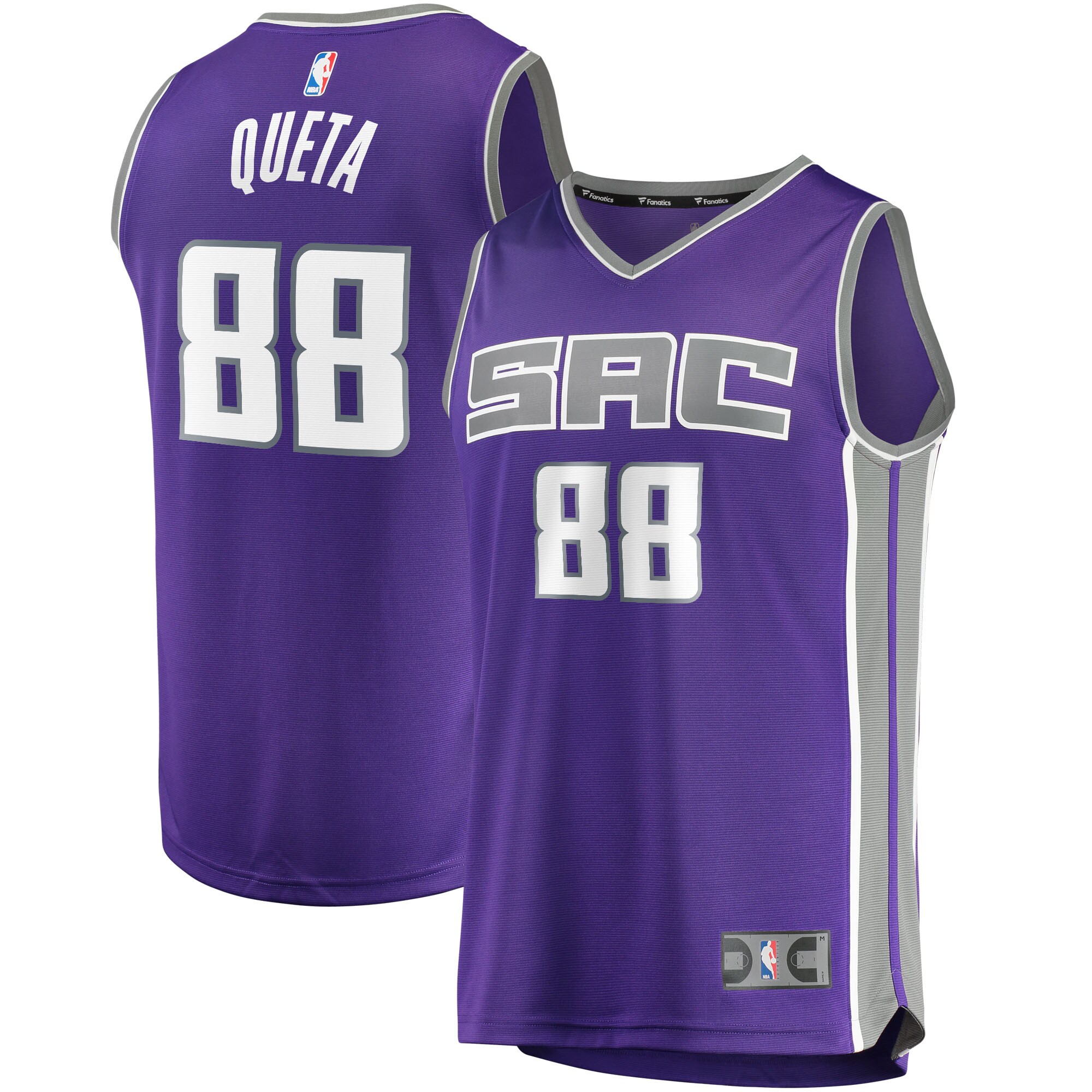 Alternative view of Neemias Queta Sacramento Kings Fanatics Branded 2021/22 Fast Break Replica Basketball Jersey - Icon Edition - Purple