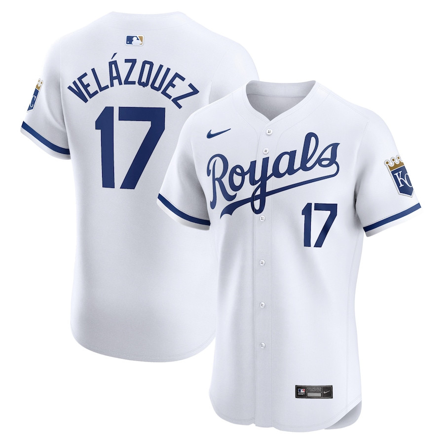 Nelson Velazquez 17 Kansas City Royals Home Elite Player Men Baseball Jersey - White 