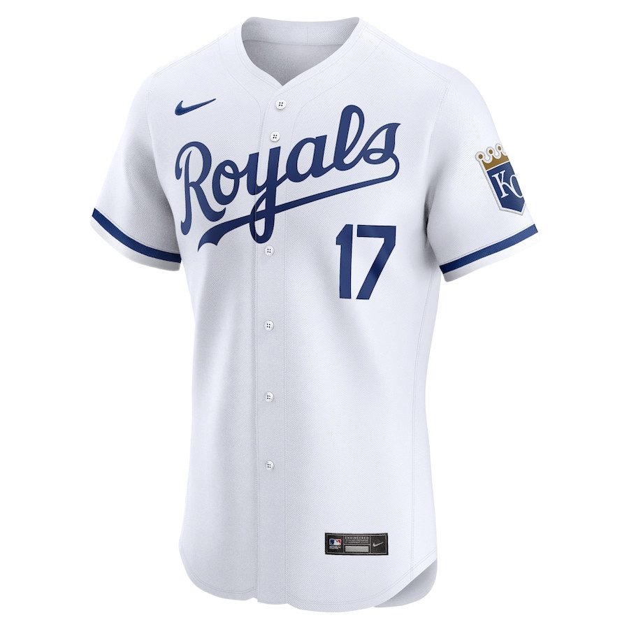 Alternative view of Nelson Velazquez 17 Kansas City Royals Home Elite Player Men Baseball Jersey - White 