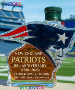 New England Patriots 65th Anniversary Glass Whiskey Bottle