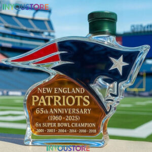 New England Patriots 65th Anniversary Glass Whiskey Bottle