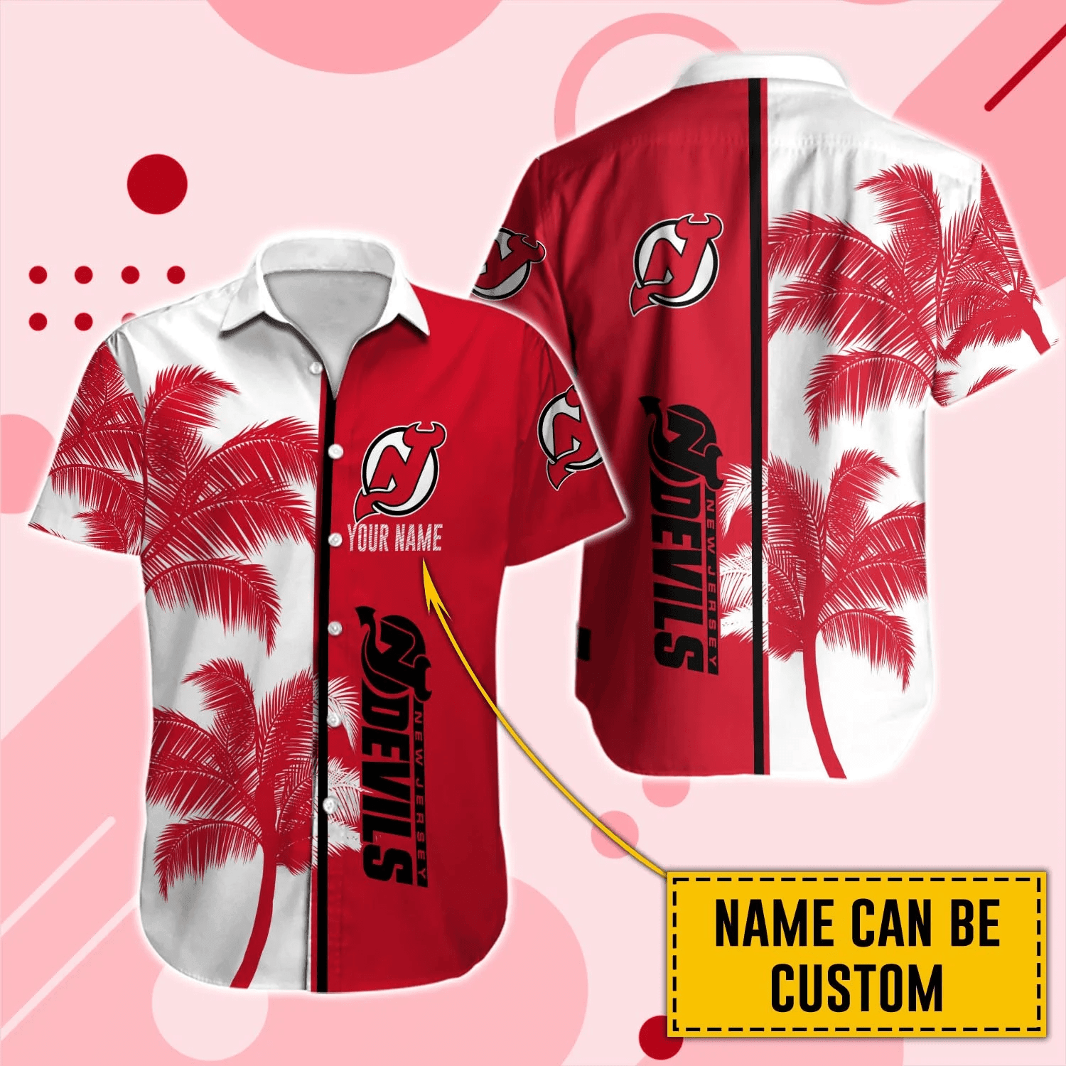 Alternative view of New Hockey Jersey Devils Hawaiian Shirt And Set - Customized - JS649 
