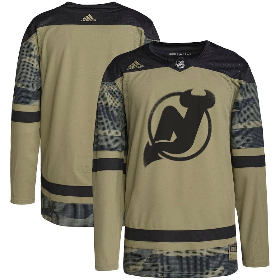 New Hockey Jersey Devils Military Appreciation Team Practice Men Hockey Jersey - Camo - JS476 