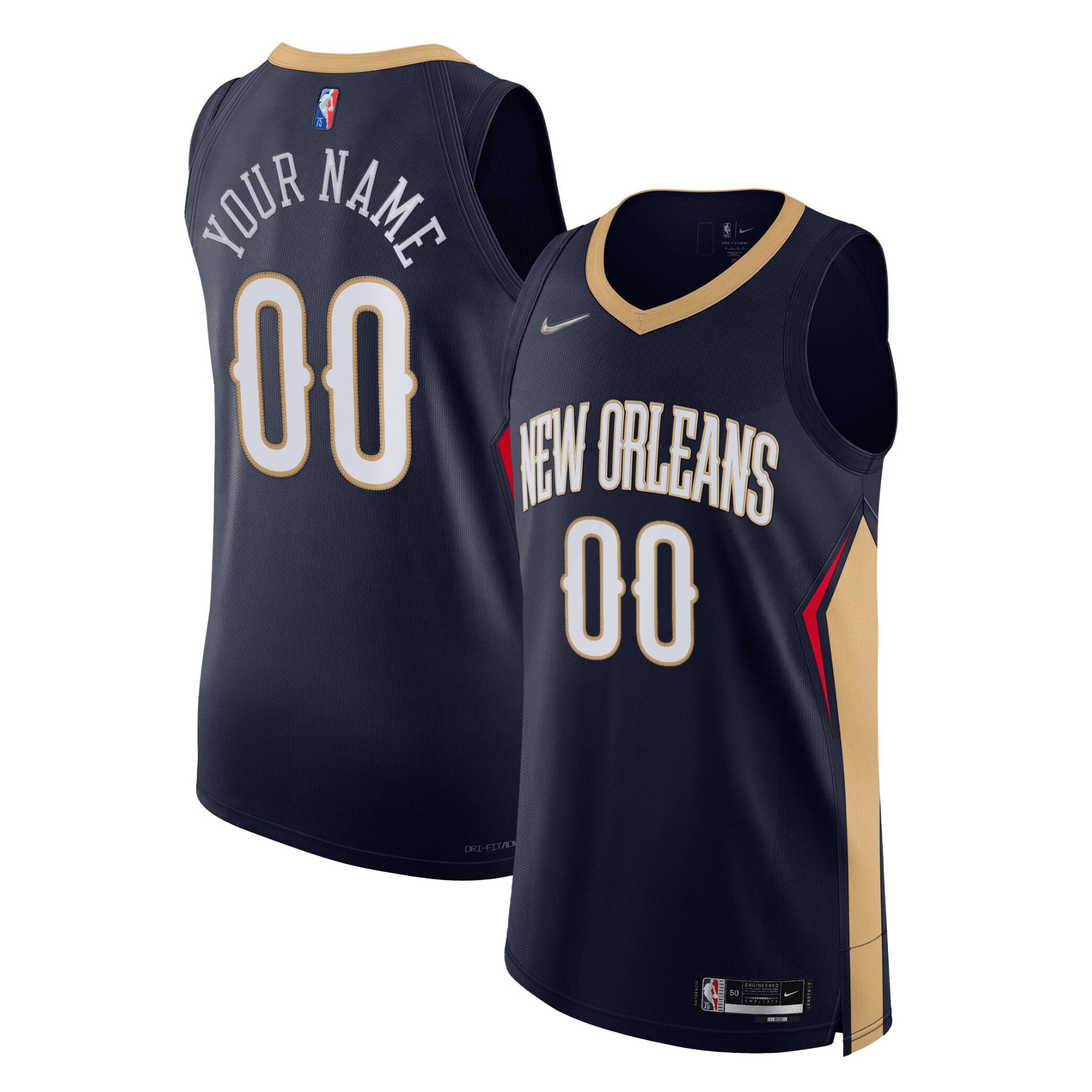 New Orleans Pelicans 2021/22 Diamond Authentic Custom Basketball Jersey - Icon Edition - Navy