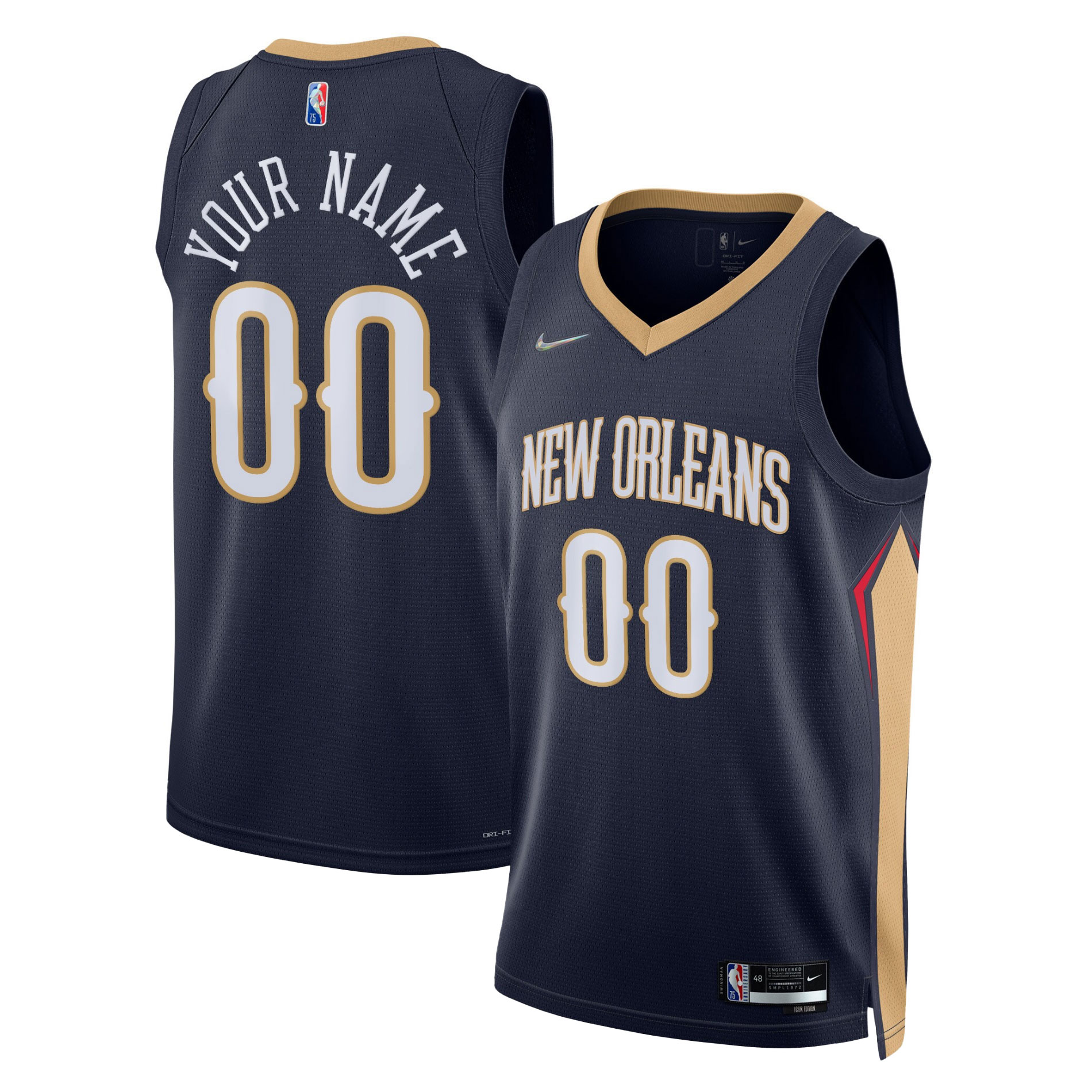 New Orleans Pelicans 2021/22 Diamond Swingman Custom Basketball Jersey - Icon Edition - Navy