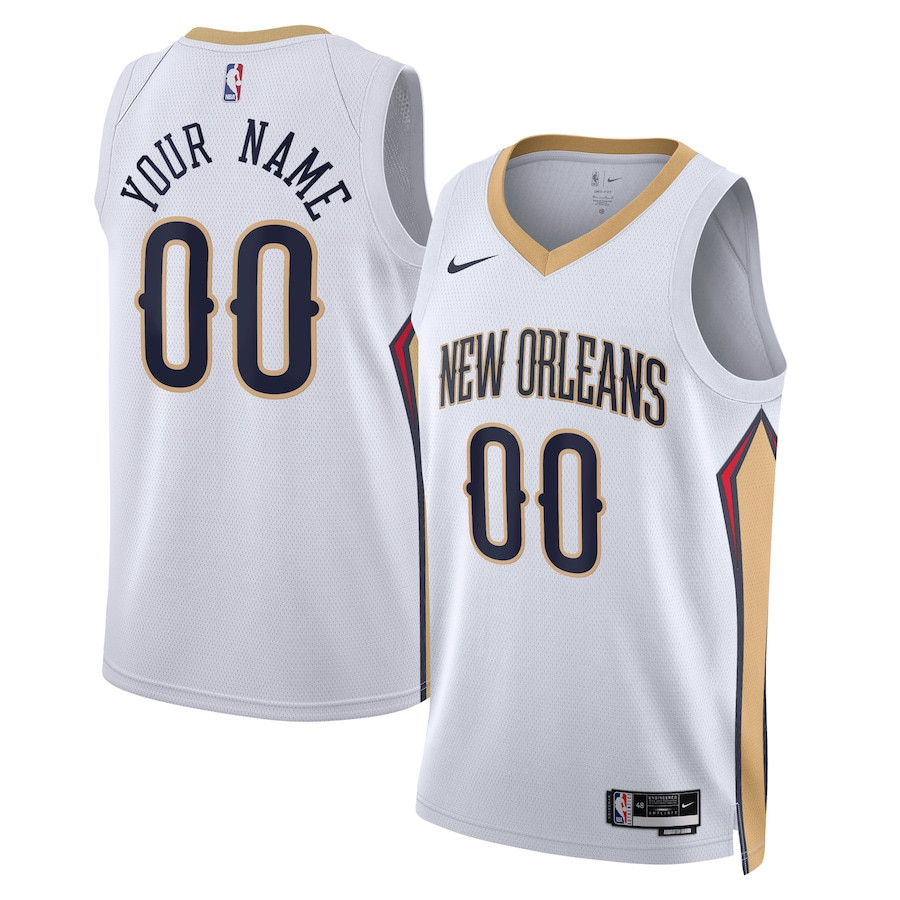New Orleans Pelicans 2023/24 Association Swingman Custom Men Basketball Jersey - White - JS576 
