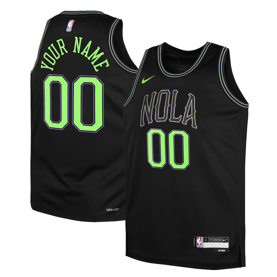 New Orleans Pelicans 2023/24 City Edition Swingman Custom YOUTH Basketball Jersey - Black - JS267 