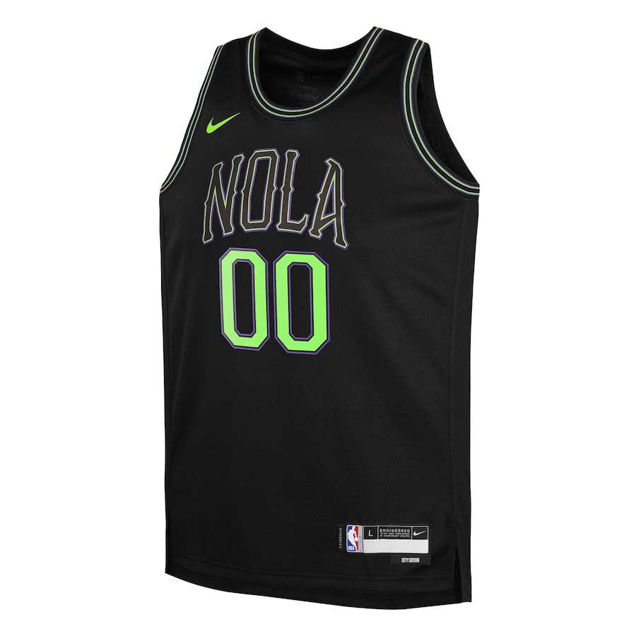 Alternative view of New Orleans Pelicans 2023/24 City Edition Swingman Custom YOUTH Basketball Jersey - Black - JS267 